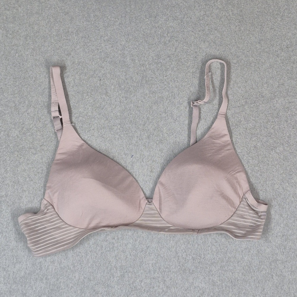 Jockey Women Bra XL Beige T-Shirt Wireless Knit Strap Lightly Lined